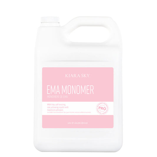 White container with pink label featuring 'Kiara Sky EMA Monomer' on a white background