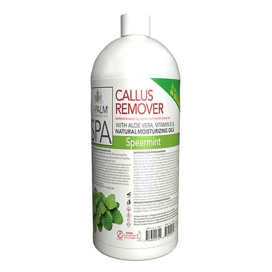 L-Palm Callus Remover bottle with spearmint flavor on a white background