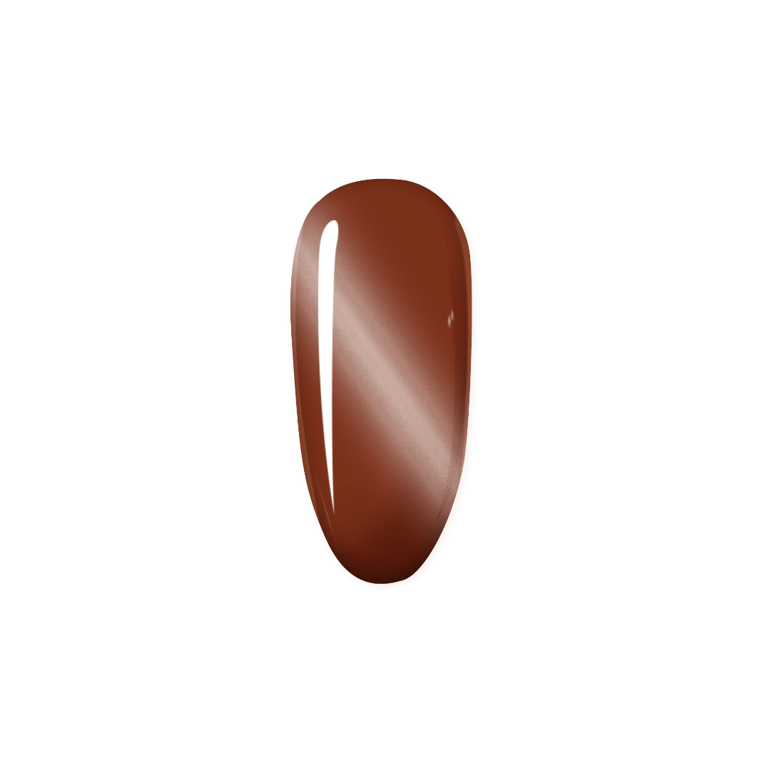 Brown nail polish swatch on a white background