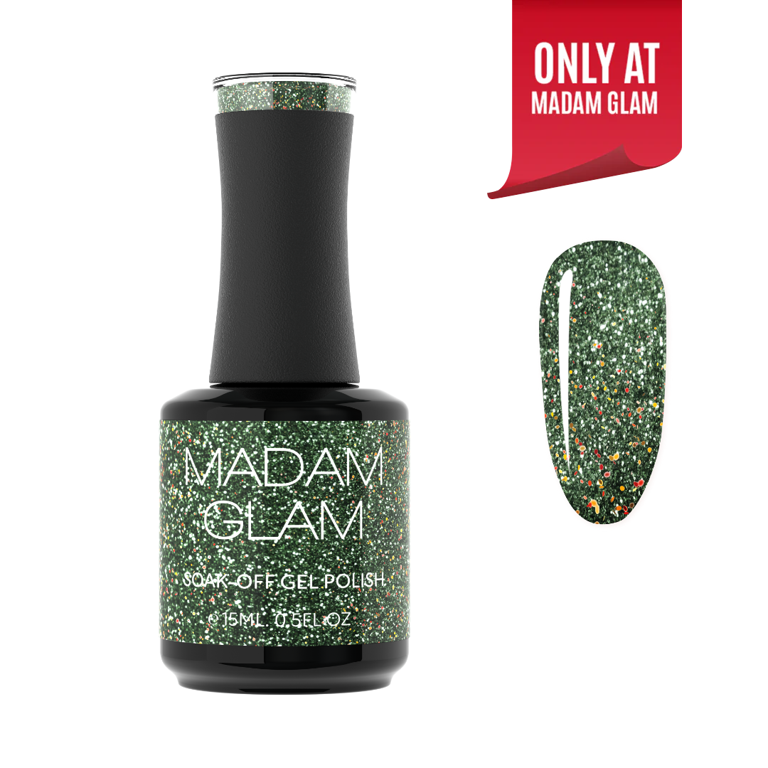 MADAM GLAM - Glam Mistletoe - GREEN GLITTER GEL NAIL POLISH