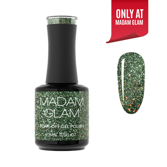 MADAM GLAM - Glam Mistletoe - GREEN GLITTER GEL NAIL POLISH