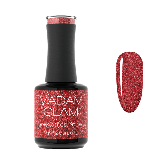 MADAM GLAM - Freedom Flame - RED GLITTER GEL NAIL POLISH