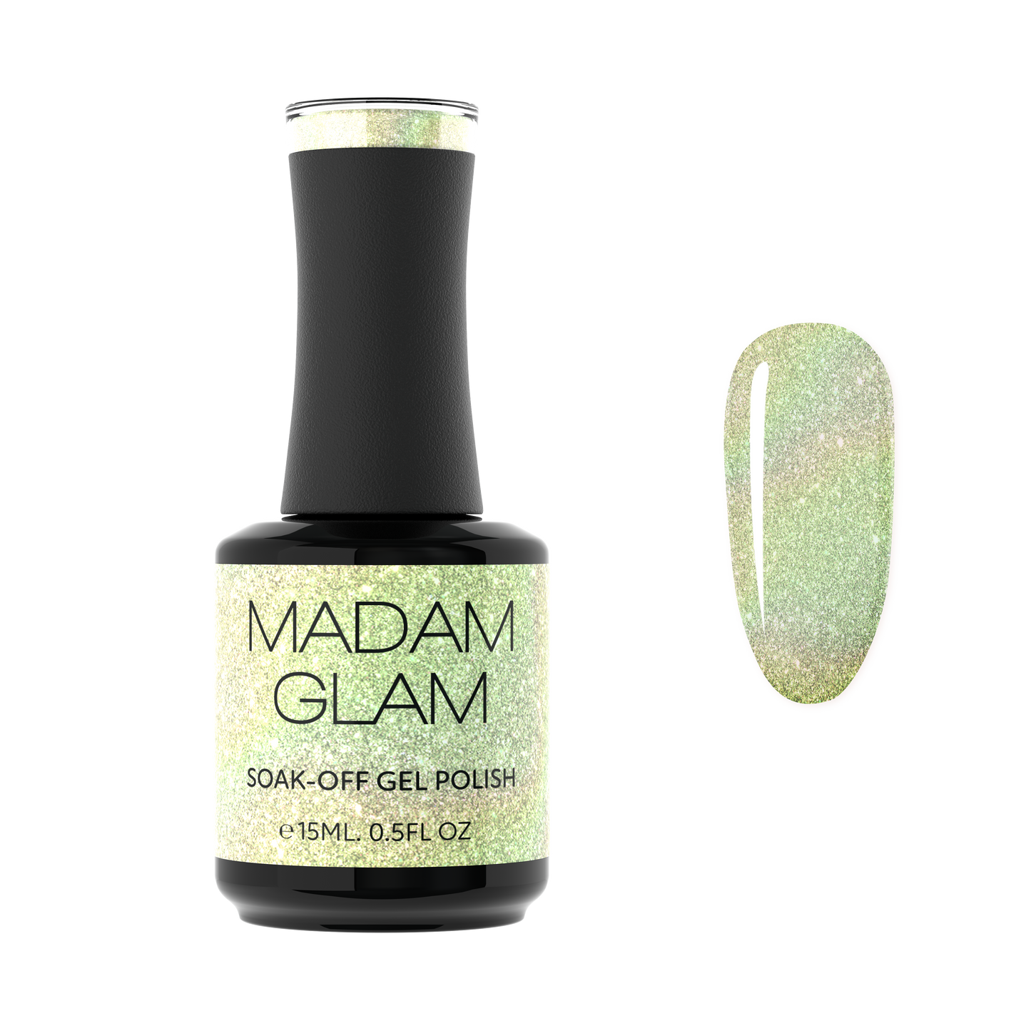 MADAM GLAM - Erudite - HOLOGRAPHIC GREEN GEL NAIL POLISH
