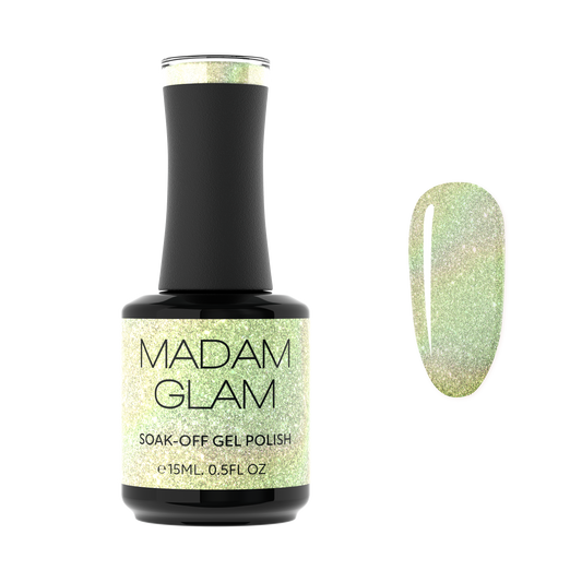 MADAM GLAM - Erudite - HOLOGRAPHIC GREEN GEL NAIL POLISH