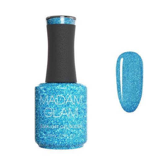 MADAM GLAM - Aqua Shine - TEAL GLITTER GEL NAIL POLISH