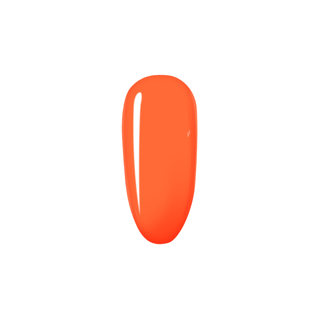 Nail polish swatch in bright orange color on a white background