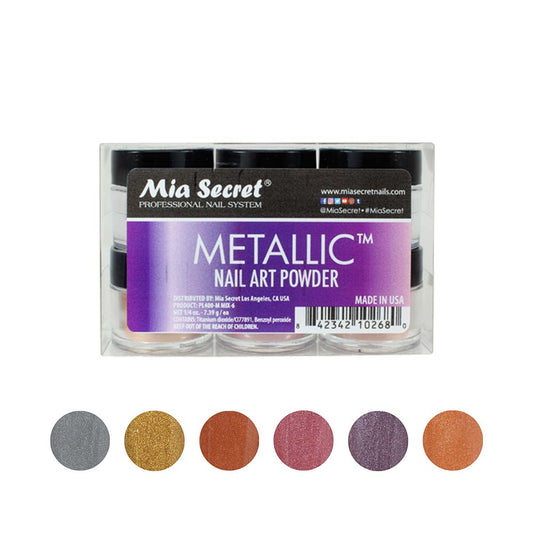 6Pcs Metallic Nail Art Powder Set – Chrome Mirror Pigment Collection