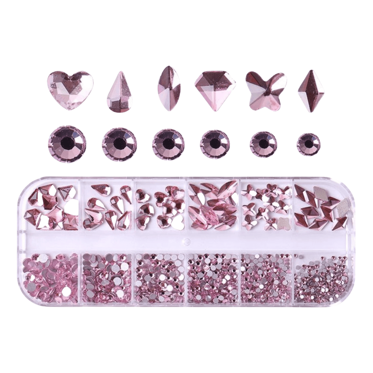 Pink  Assorted 3D Nail Art Crystals & Gemstones