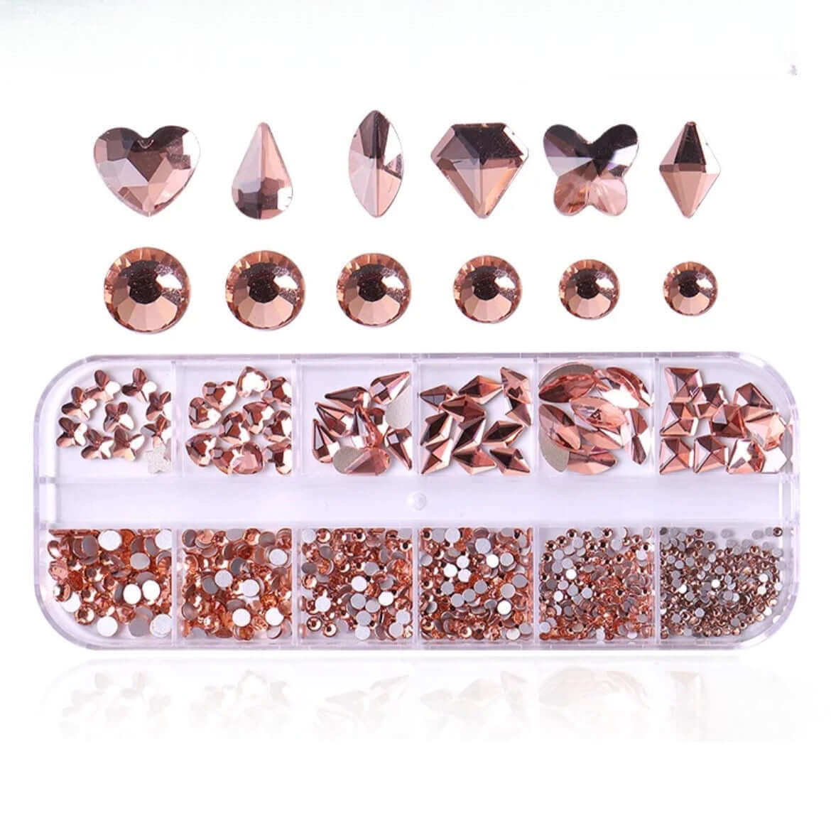 Rose Gold Assorted 3D Nail Art Crystals & Gemstones