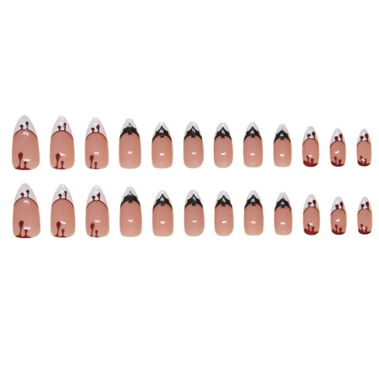 Halloween False Nails with Almond Head Design Mid-length  - 24 Pc.