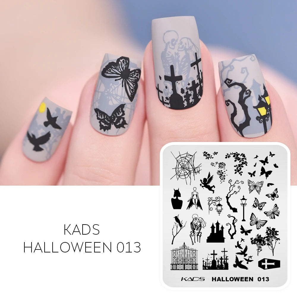 Halloween Nail Stamping Plate – Skull, Bat & Pumpkin Nail Art Designs