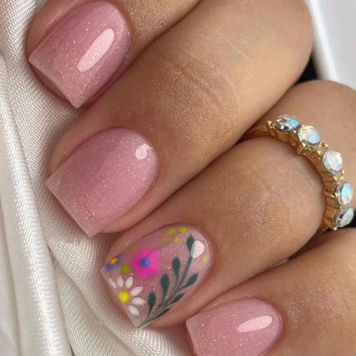 Pink French Tip Short Press On Nails – Elegant Square Nail Set