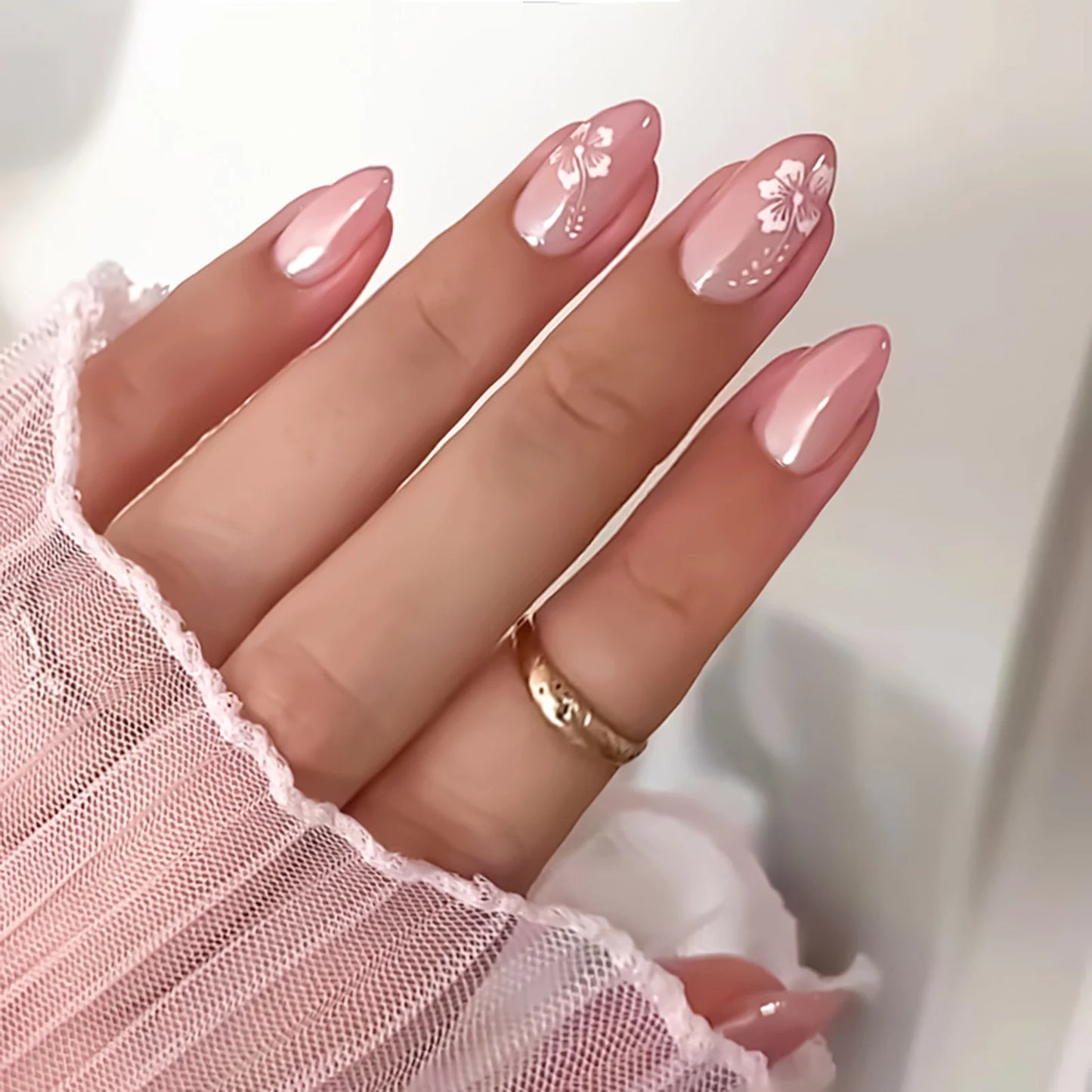 Pink French Tip Short Press On Nails – Elegant Square Nail Set