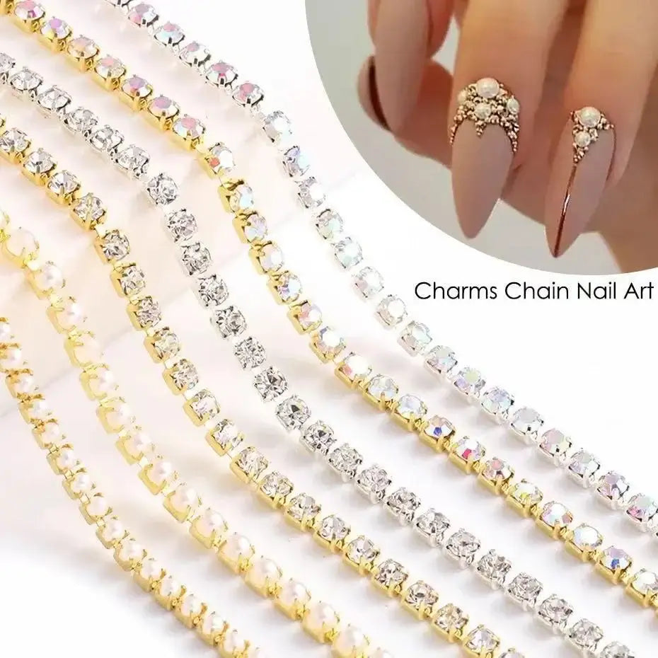Nail Art Diamond Chain – Colorful Metal Steel 3D Nail Charms