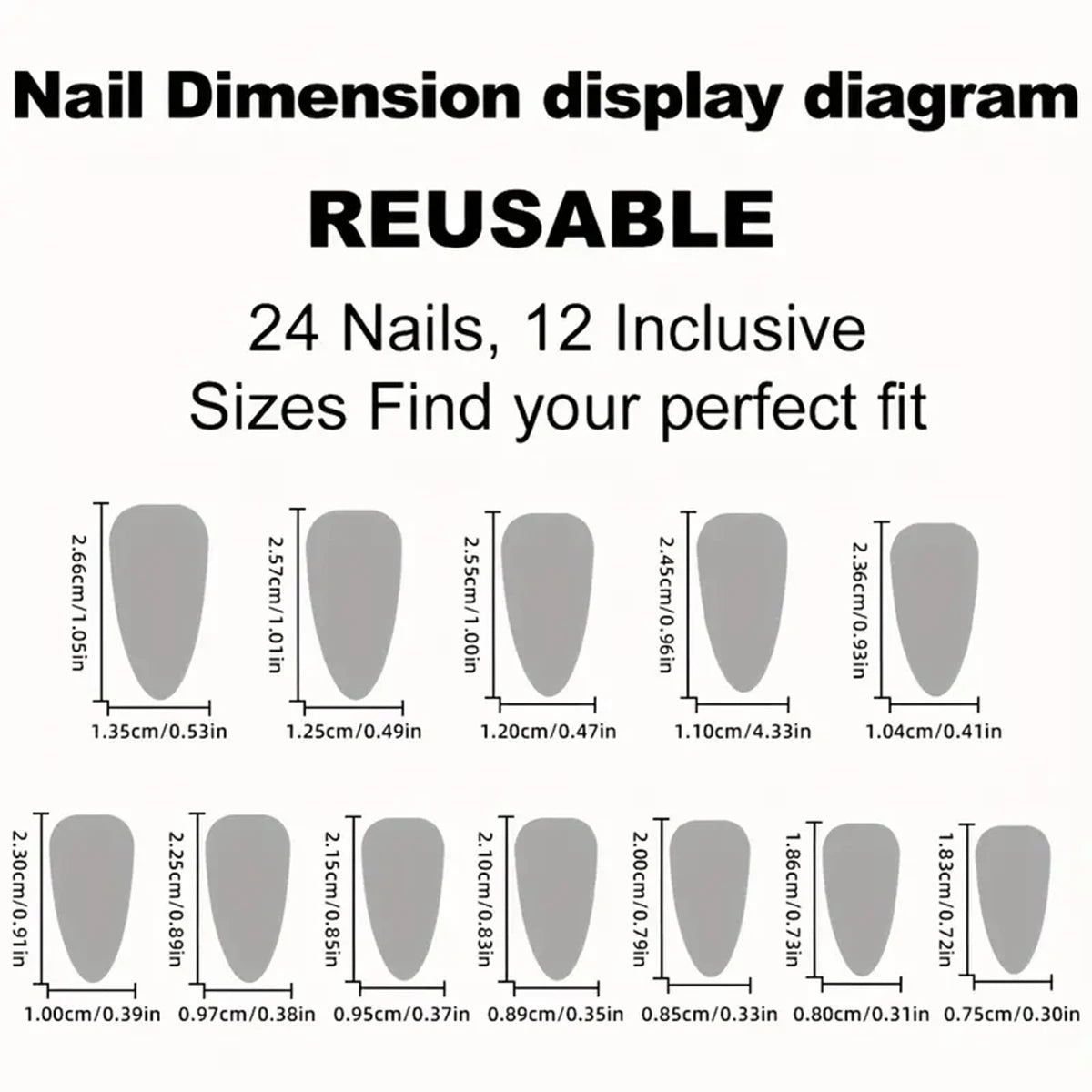 Dark Blue 3D Rhinestone Press On Nails – 24PCS Almond