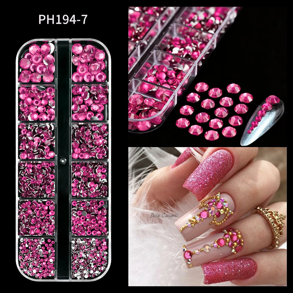 12 Grid Crystal Flatback Nail Rhinestones Set draft