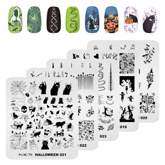 Halloween Nail Stamping Plate – Skull, Bat & Pumpkin Nail Art Designs