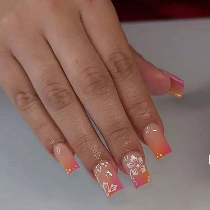 Pink French Tip Short Press On Nails – Elegant Square Nail Set