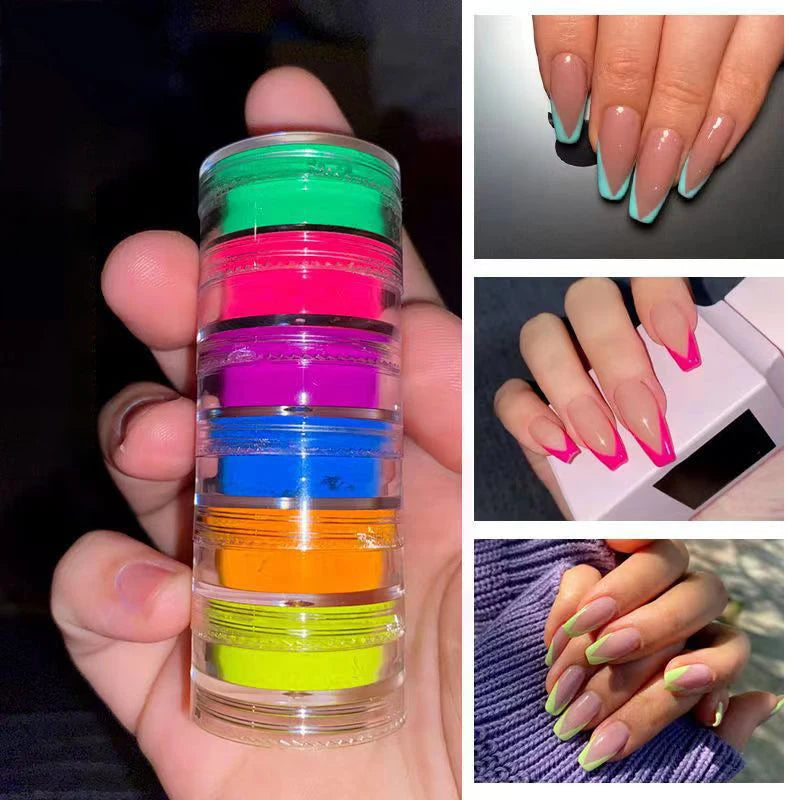 Nail Powder Set – Neon, Glitter, Pastel & Holographic Colors
