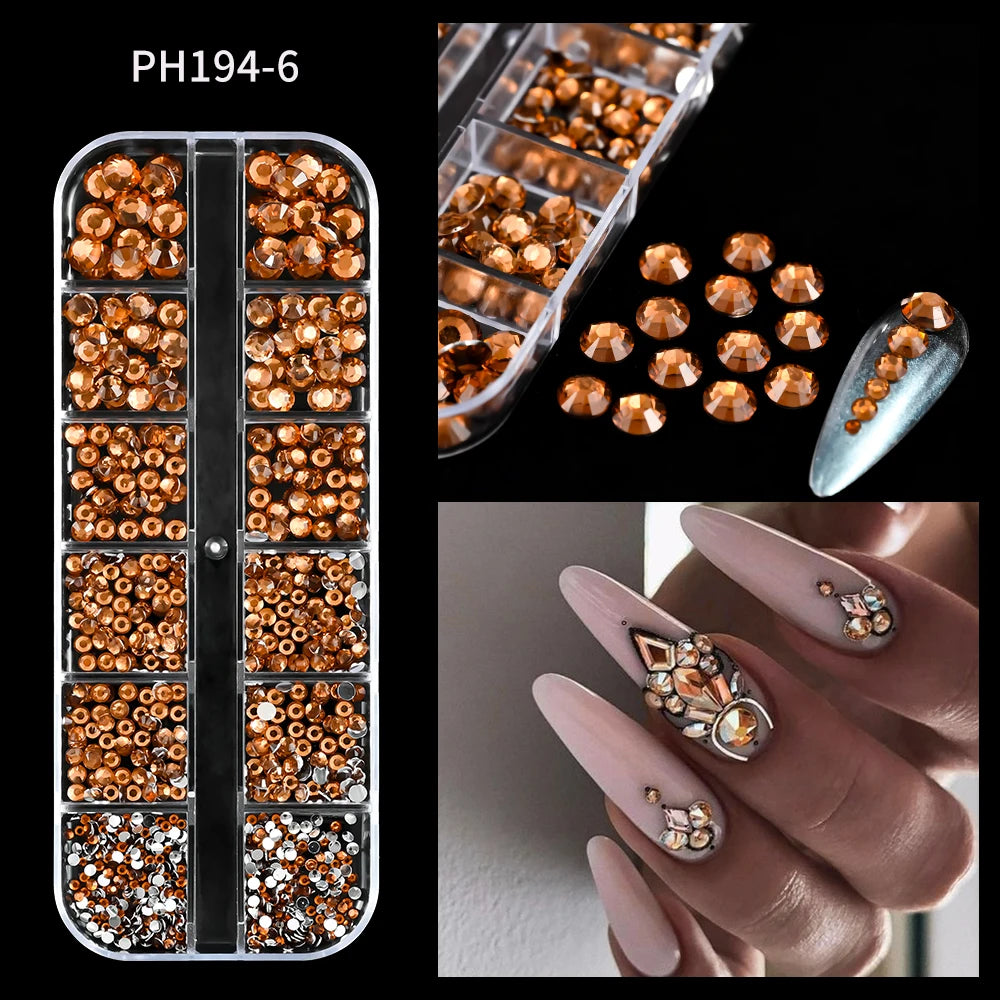12 Grid Crystal Flatback Nail Rhinestones Set draft