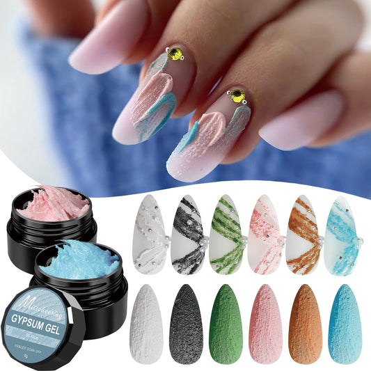 6 Color Acrylic Carving Plaster – 3D Sandy Gel for DIY Nail Art