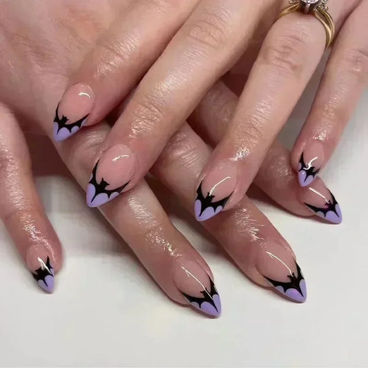 Halloween False Nails – Almond-Shaped Cute Clown