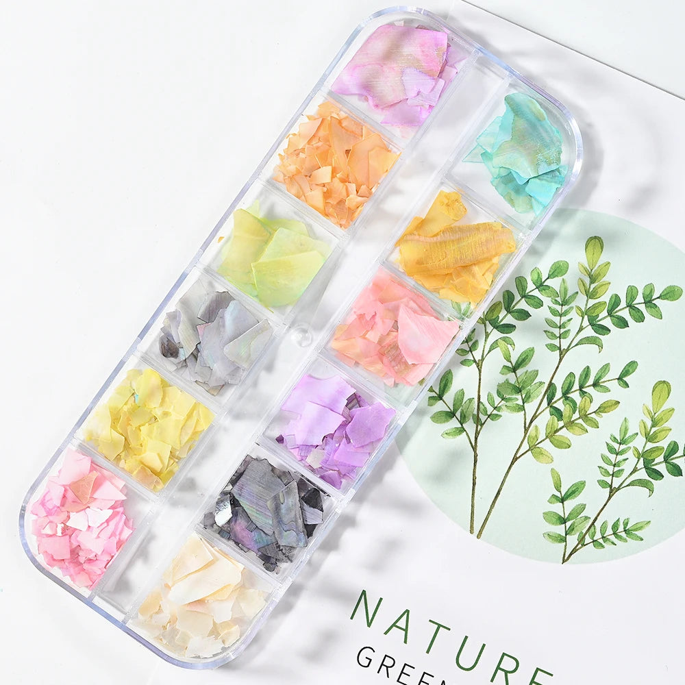 5g Abalone Shell Fragments – 3D Seashell Nail Art Charms for Gradient Nails | Ultra-Thin Natural Shell Sequins