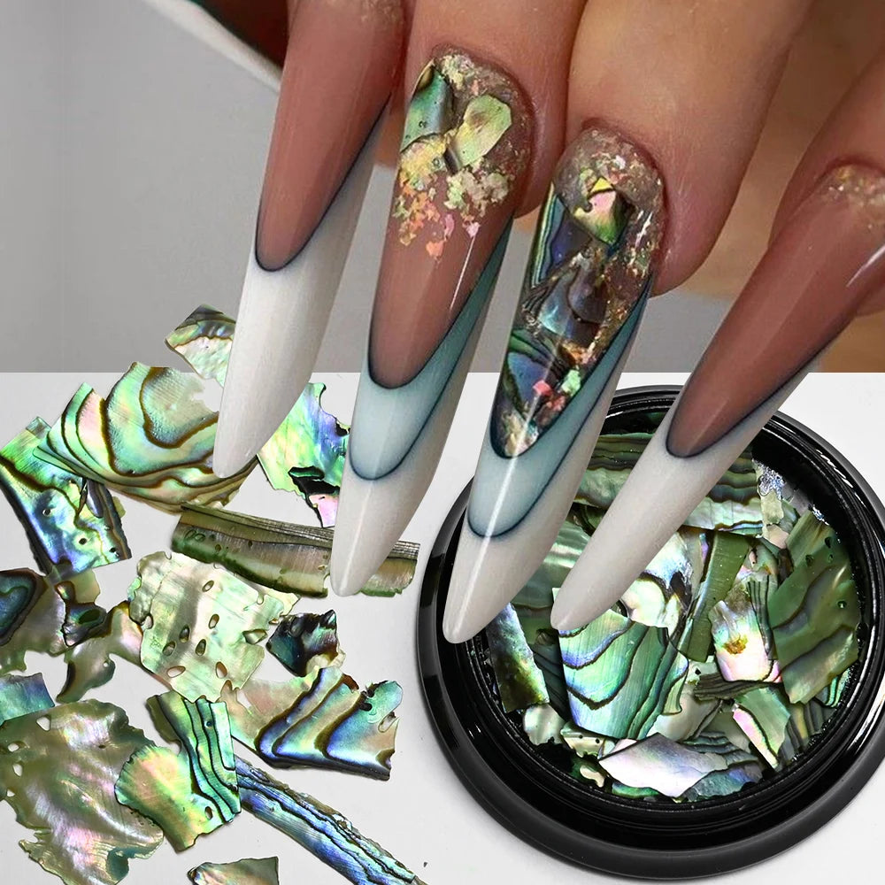 5g Abalone Shell Fragments – 3D Seashell Nail Art Charms for Gradient Nails | Ultra-Thin Natural Shell Sequins