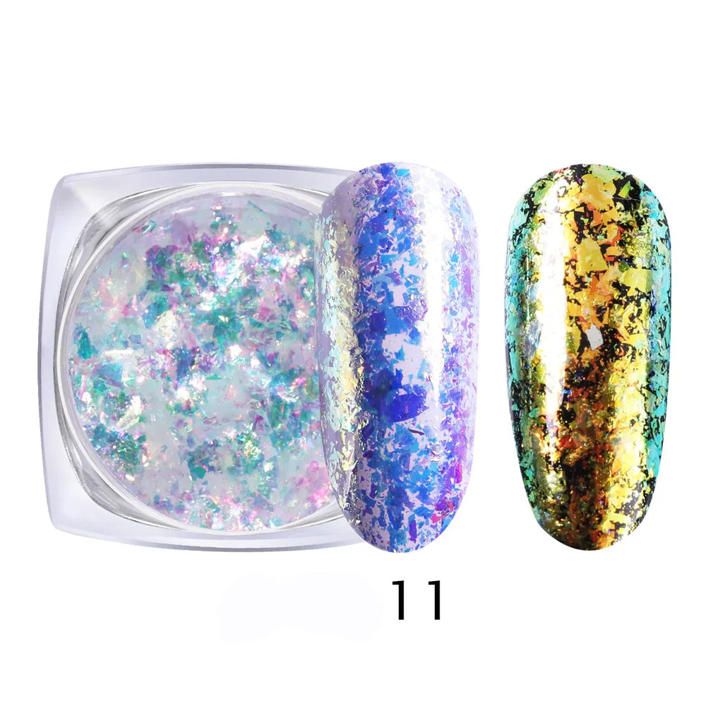 1 Box Aurora Glitter Opal Flakes – Iridescent Sequins Nail Art Powder for Mermaid Nails