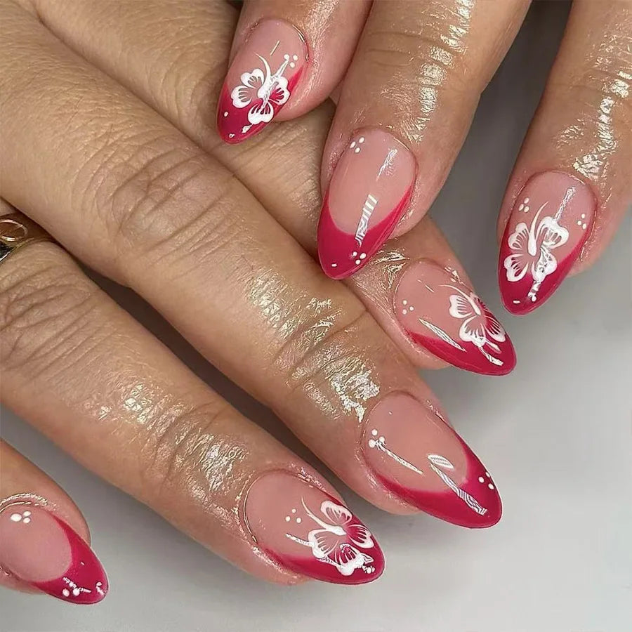 Pink French Tip Short Press On Nails – Elegant Square Nail Set