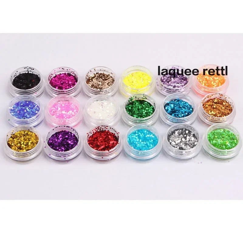 18-Color Metal Nail Art Sequin Set – Big Hexagon Glitter for DIY Manicure