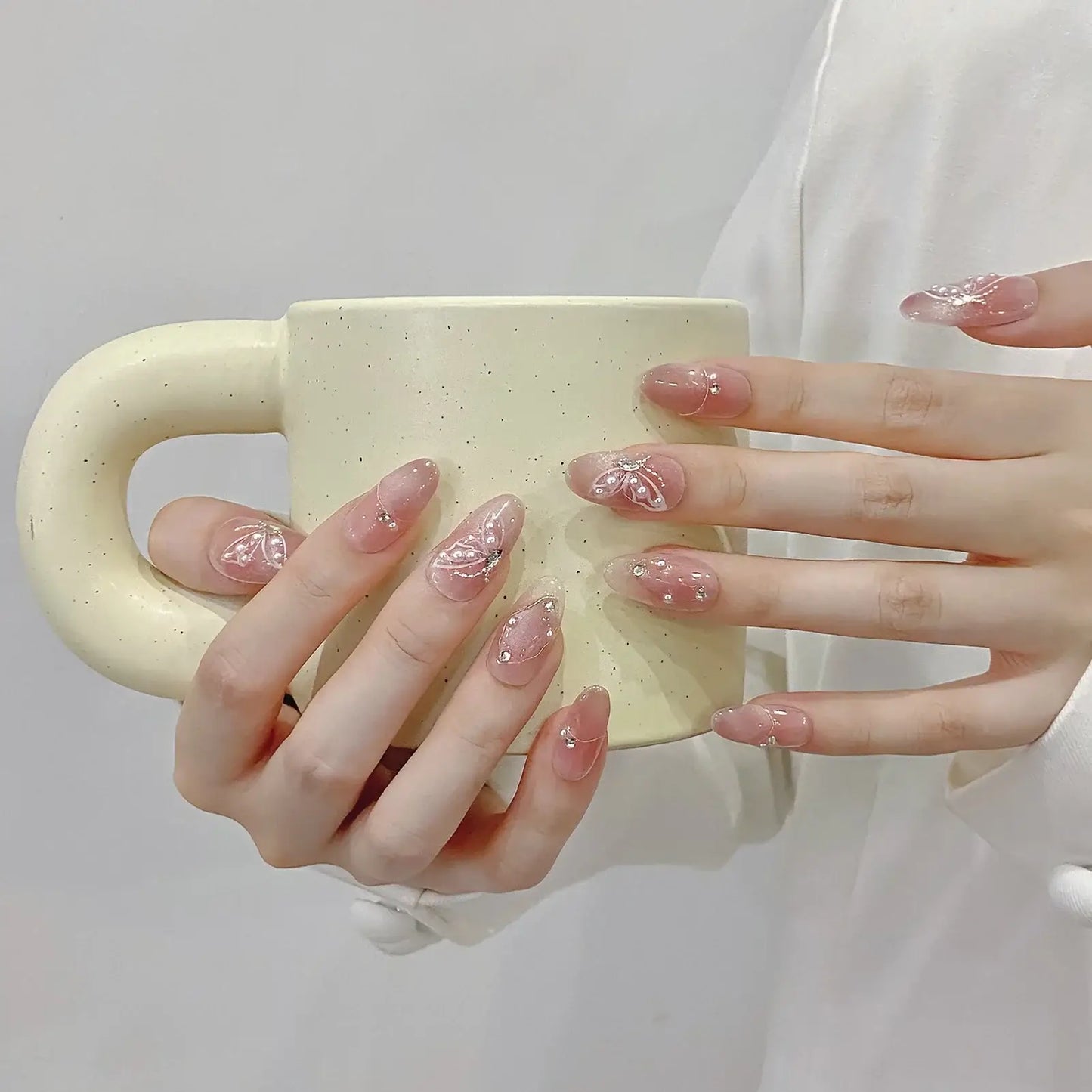 Aurora Mermaid Press On Nails – Handmade Set 10pcs