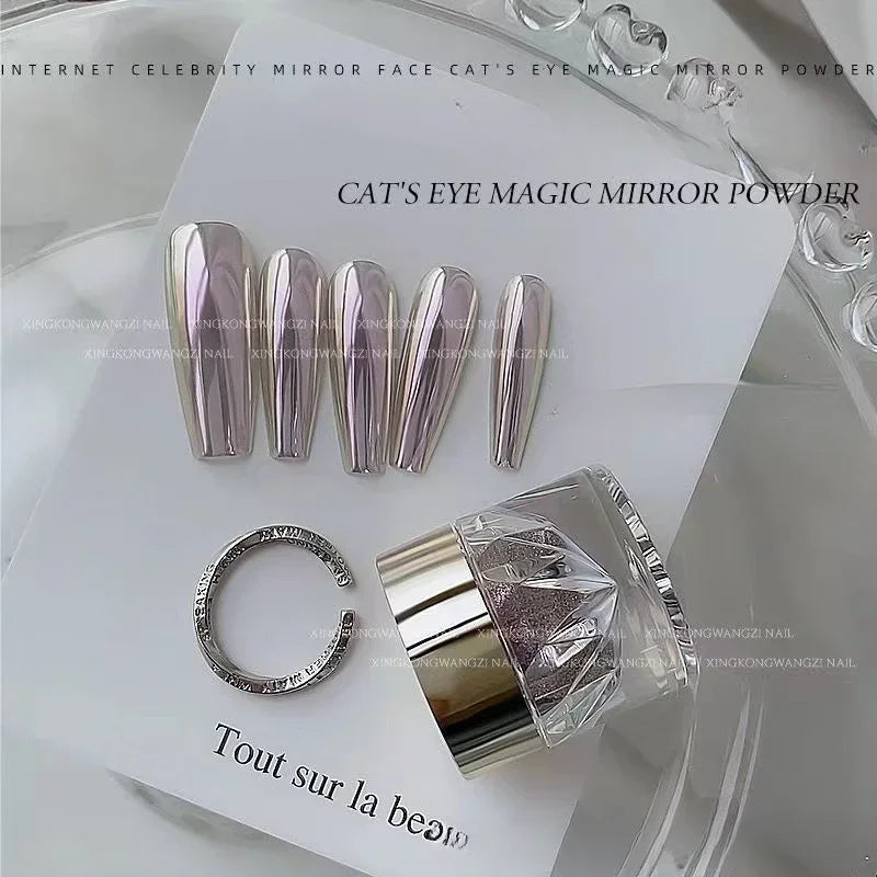 Magnetic Mirror Cat Eye Nail Powder – DIY Chrome Effect