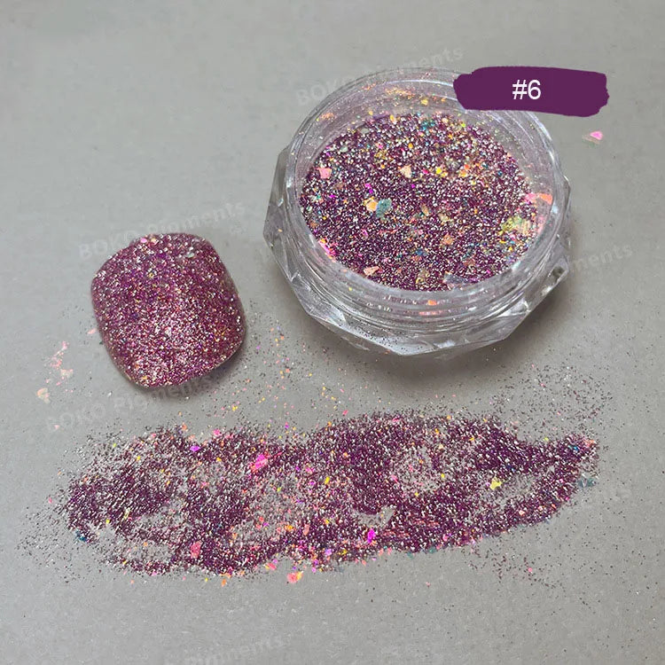 1 Box Aurora Glitter Opal Flakes – Iridescent Sequins Nail Art Powder for Mermaid Nails