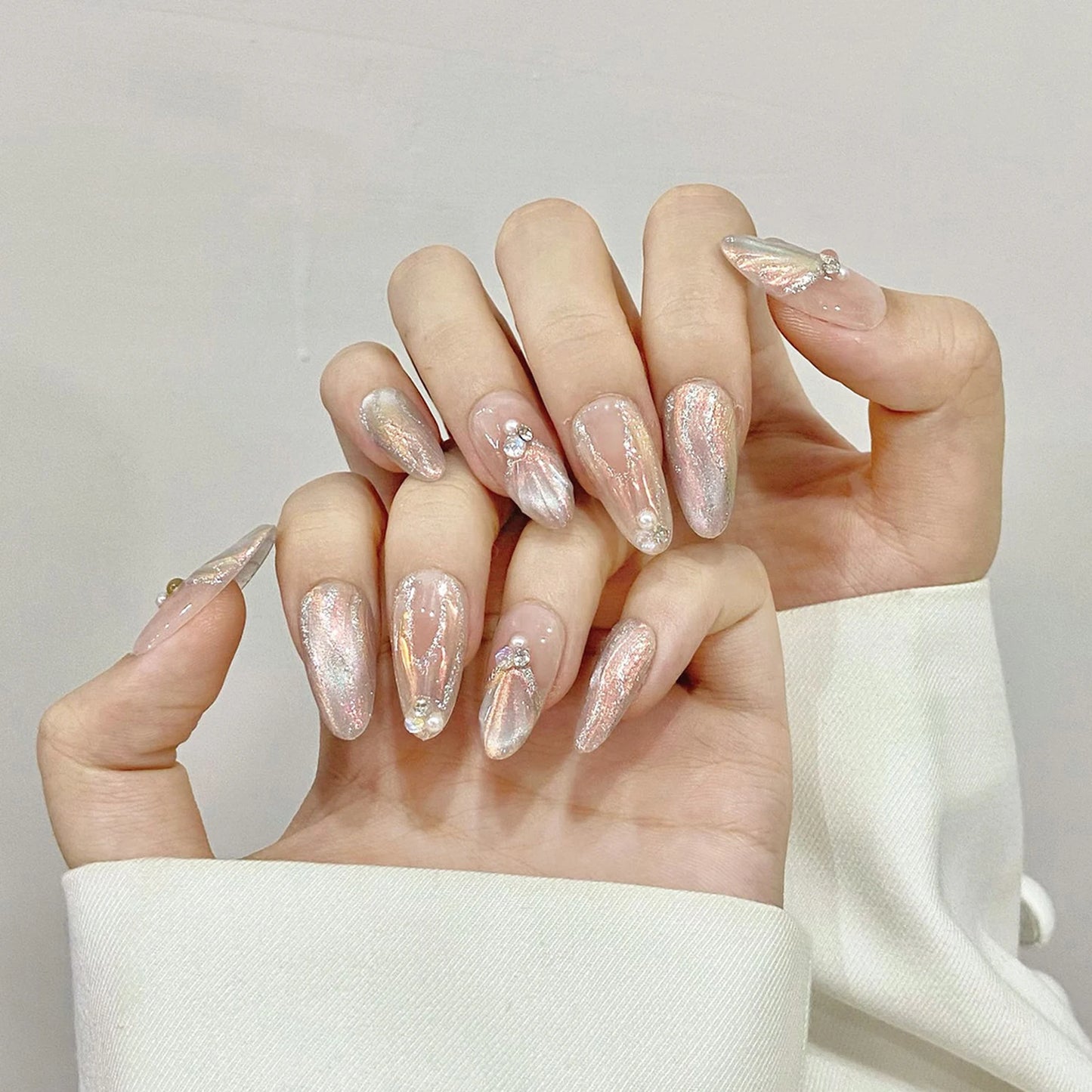 Aurora Mermaid Press On Nails – Handmade Set 10pcs