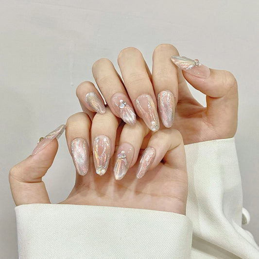 Aurora Mermaid Press On Nails – Handmade Set 10pcs