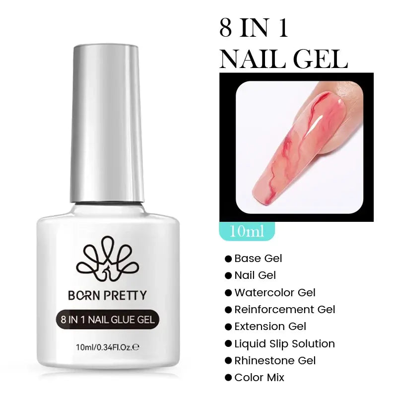 Nail Stamping Polish 8-in-1 nail gel bottle with product details on a white background