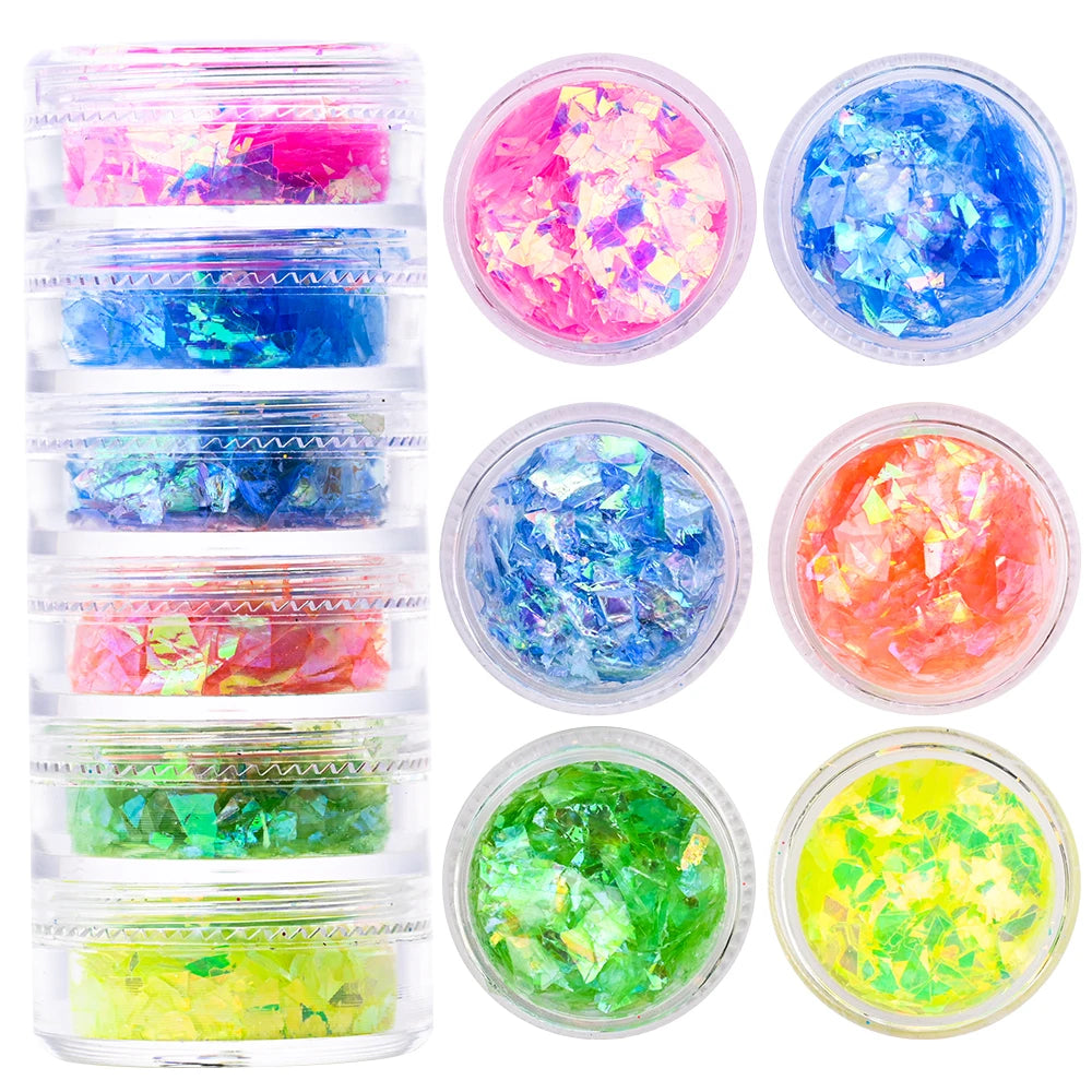Nail Powder Set – Neon, Glitter, Pastel & Holographic Colors