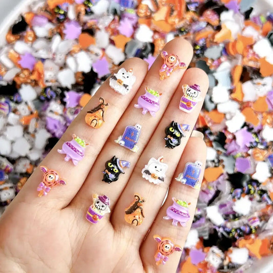 3D Halloween Resin Nail Charms – Ghost, Pumpkin, Cat, House