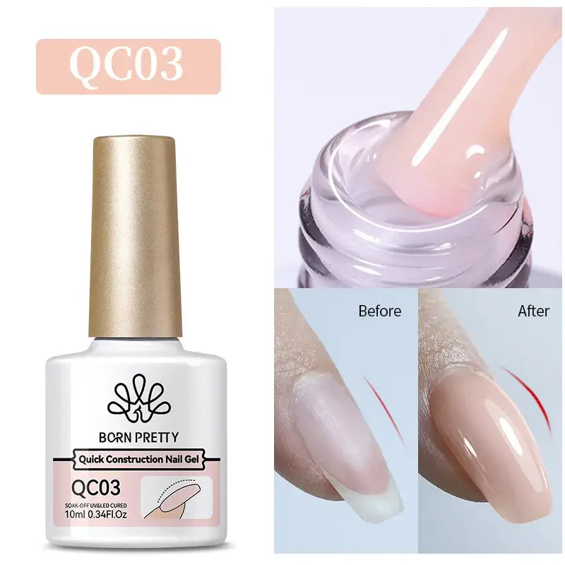 Nail Stamping Polish Born Pretty QC03 nail gel with a comparison of 'Before' and 'After' on nails.