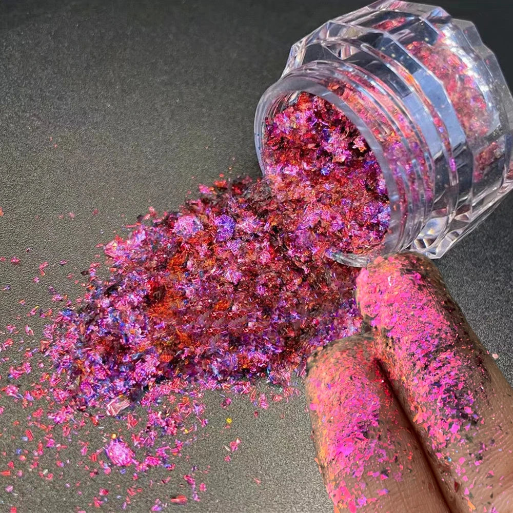 1 Box Aurora Glitter Opal Flakes – Iridescent Sequins Nail Art Powder for Mermaid Nails