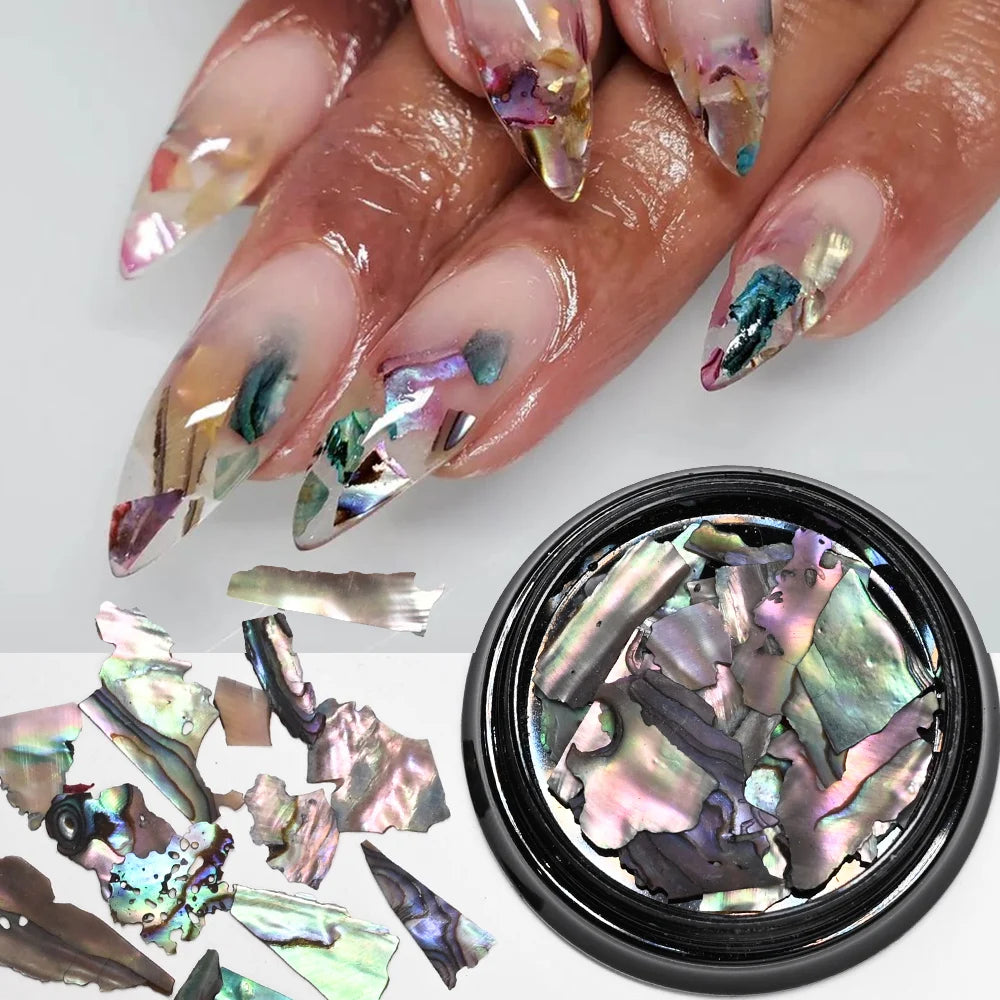 5g Abalone Shell Fragments – 3D Seashell Nail Art Charms for Gradient Nails | Ultra-Thin Natural Shell Sequins