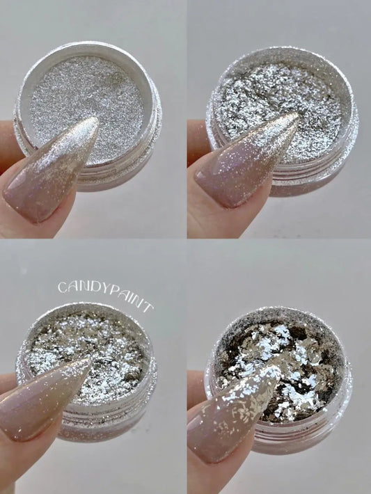 Silver Chrome Nail Powder – 1g Mirror Effect Pigment for Metallic Nails
