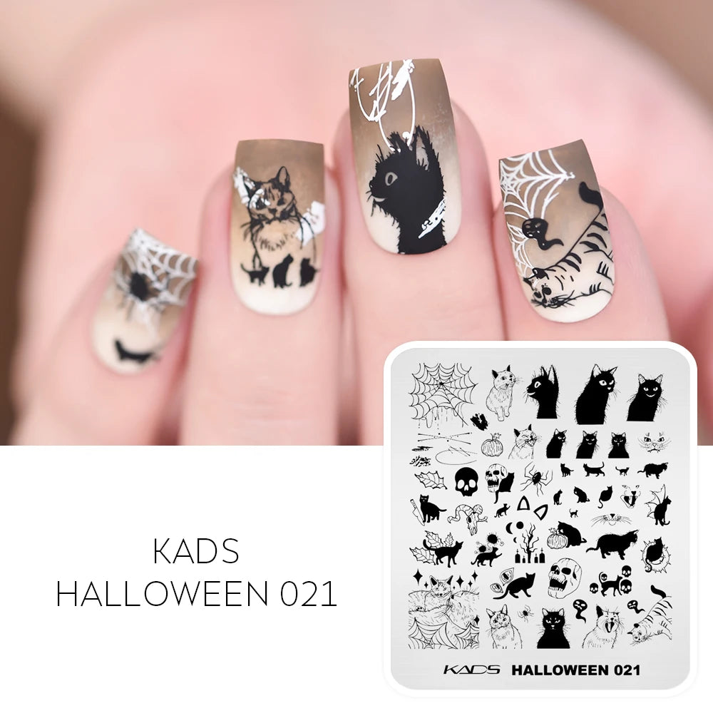 Halloween Nail Stamping Plate – Skull, Bat & Pumpkin Nail Art Designs