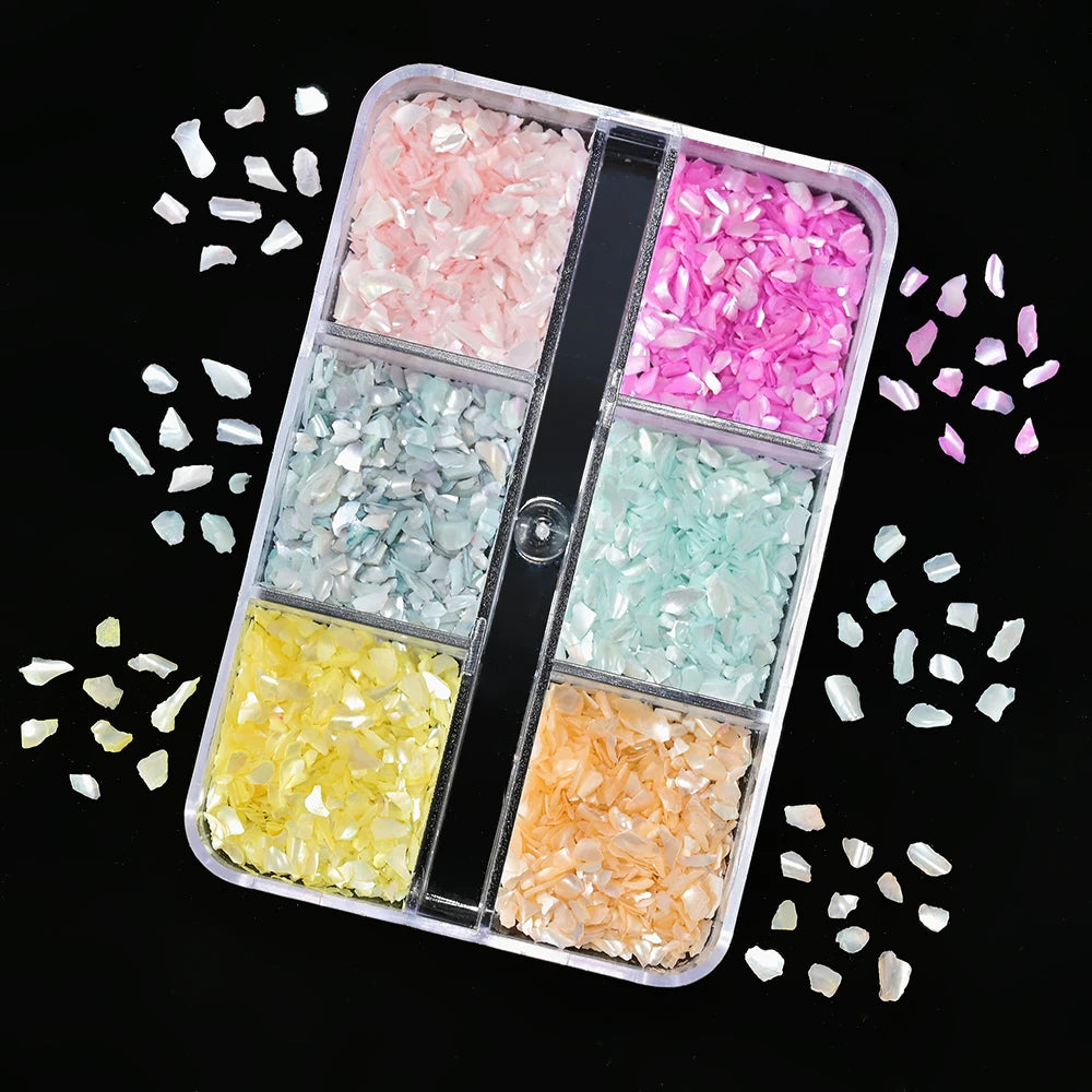 5g Abalone Shell Fragments – 3D Seashell Nail Art Charms for Gradient Nails | Ultra-Thin Natural Shell Sequins