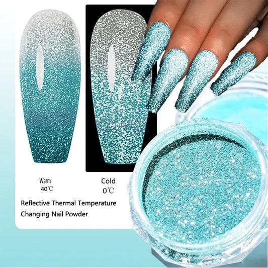 Thermal Temperature Changing Nail Powder – Reflective Chrome Glitter