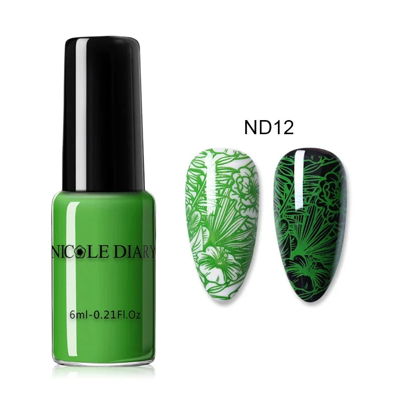 NICOLE DIARY Stamping Polish – Black, White & Color Options