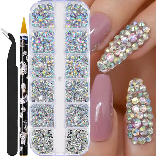 Crystal Nail Rhinestones 12 Grid - Mixed Shapes & Sizes