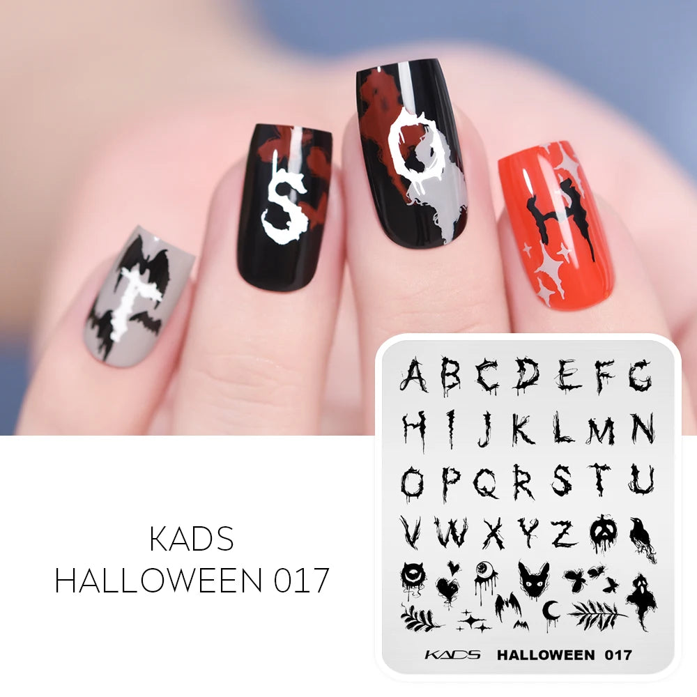 Halloween Nail Stamping Plate – Skull, Bat & Pumpkin Nail Art Designs