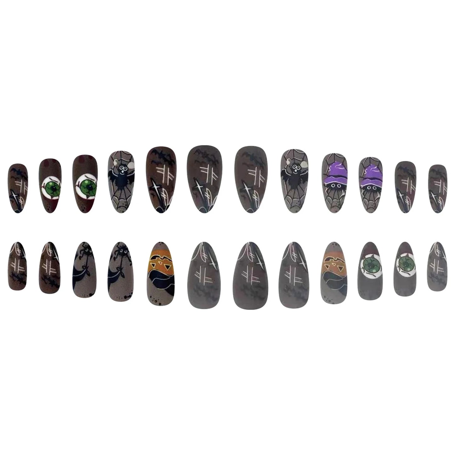 Halloween Press On Nails – Pumpkin Ghost Design - 24 Pc.